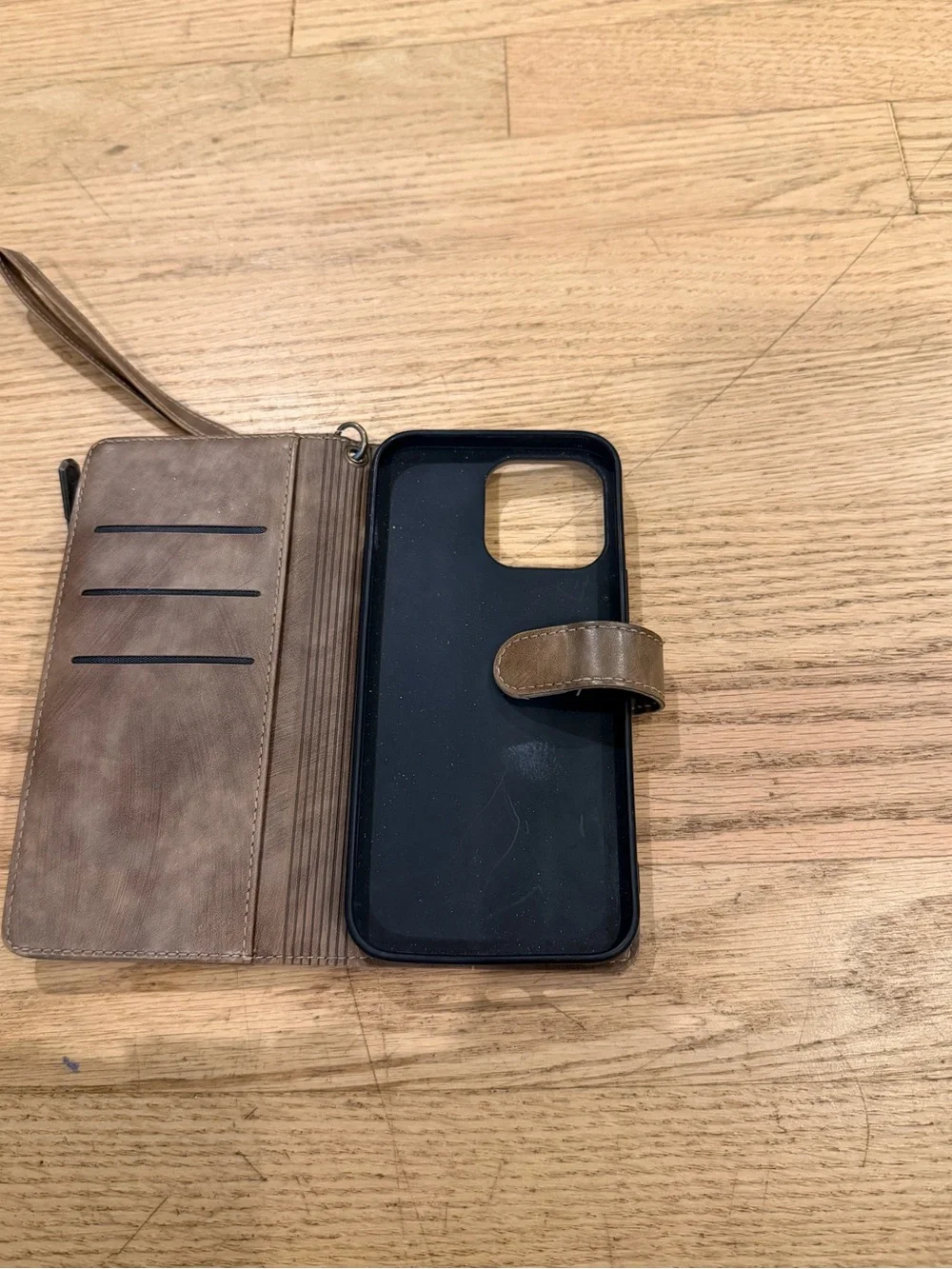 iPhone 15 pro max Brown Wristlet Phone Wallet with Snap Closure